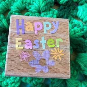 BRAND NEW STUDIO G Happy Easter rubber stamp with flowers